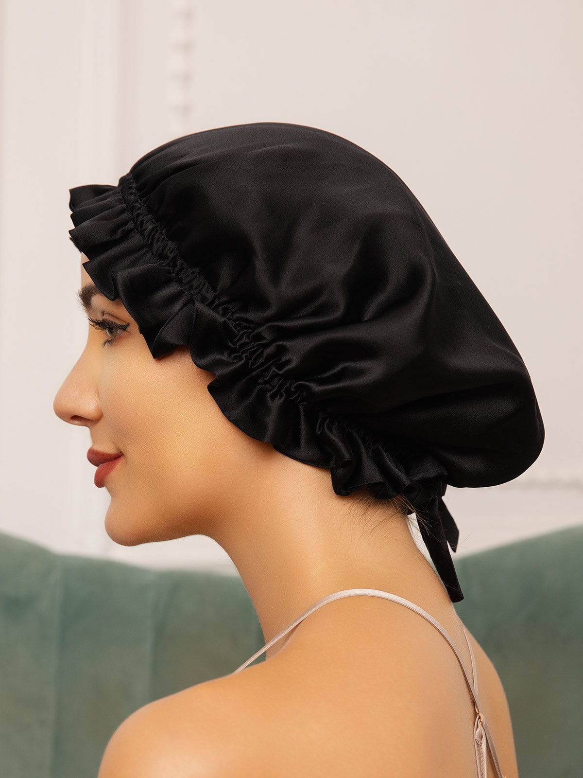Pure Silk Double Layer Bonnet with Ribbon