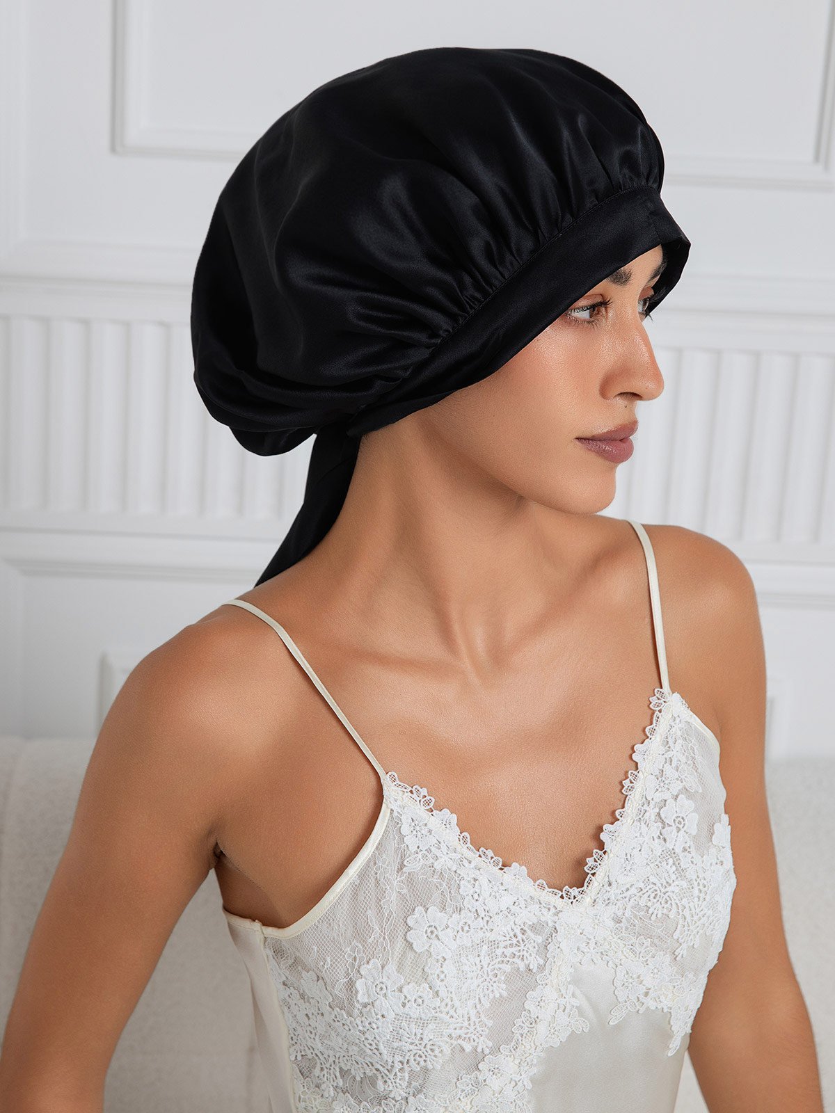Pure silk Elegant Bonnet with Long Ribbons