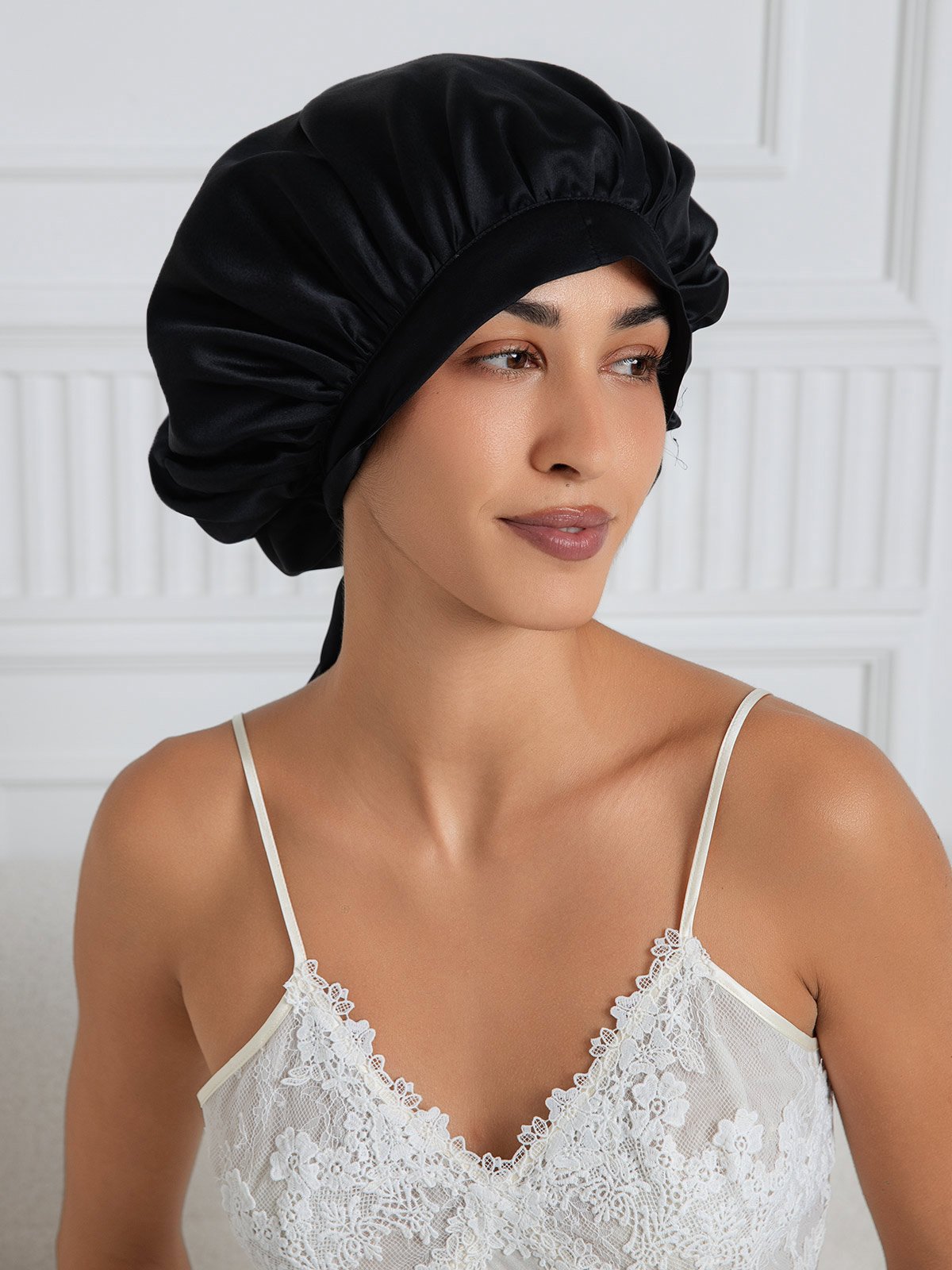 Pure silk Elegant Bonnet with Long Ribbons