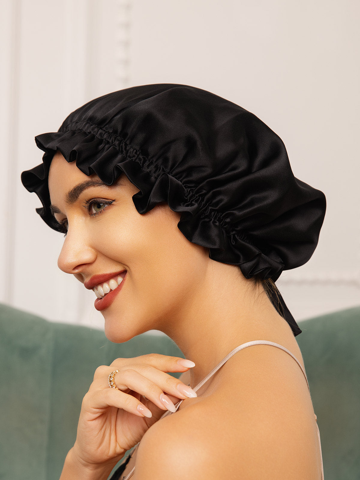 Pure Silk Double Layer Bonnet with Ribbon