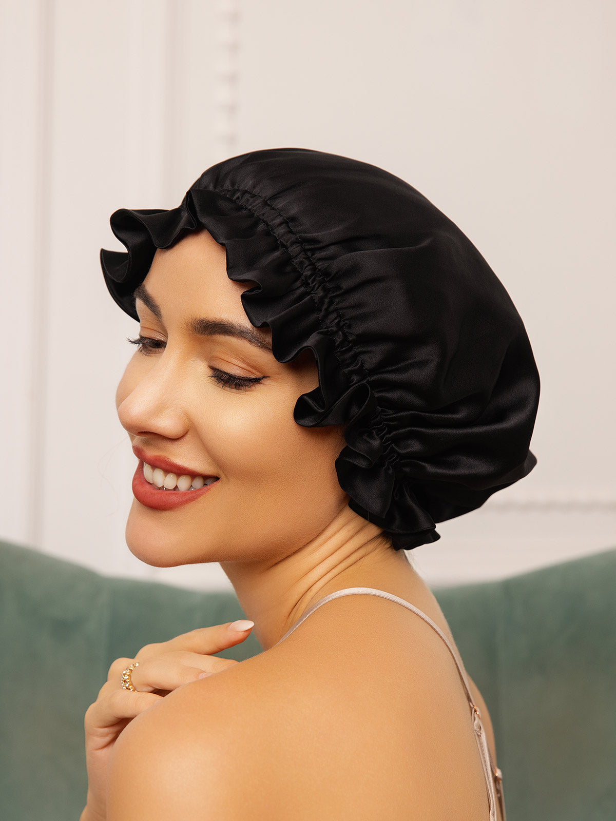 Pure Silk Double Layer Bonnet with Ribbon