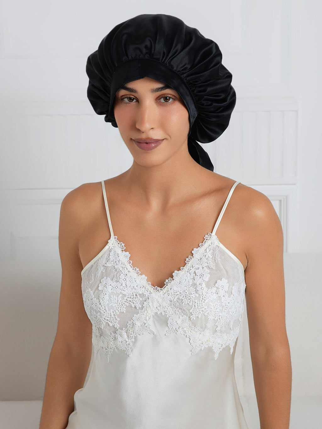 Pure silk Elegant Bonnet with Long Ribbons