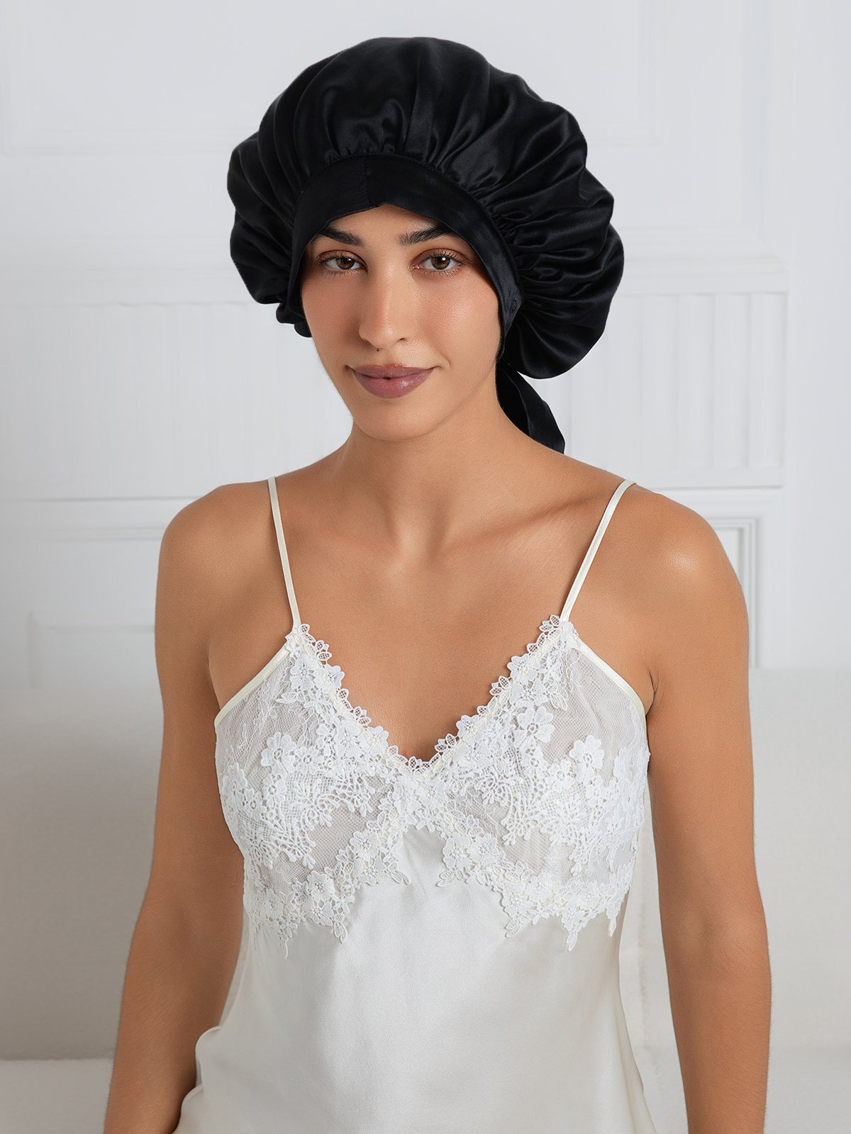 Pure silk Elegant Bonnet with Long Ribbons