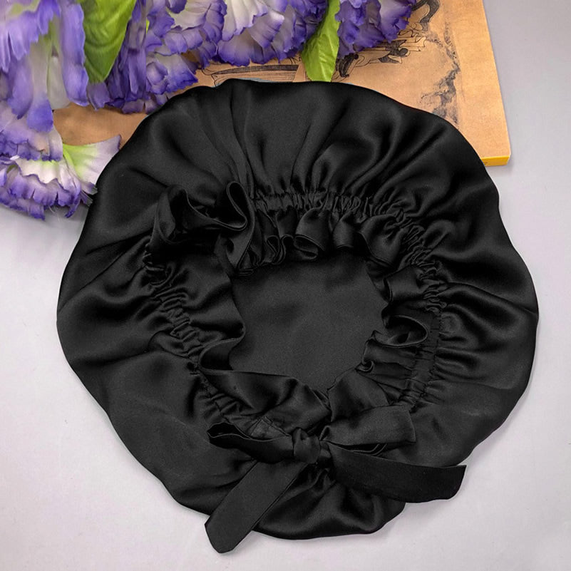 Pure Silk Double Layer Bonnet with Ribbon