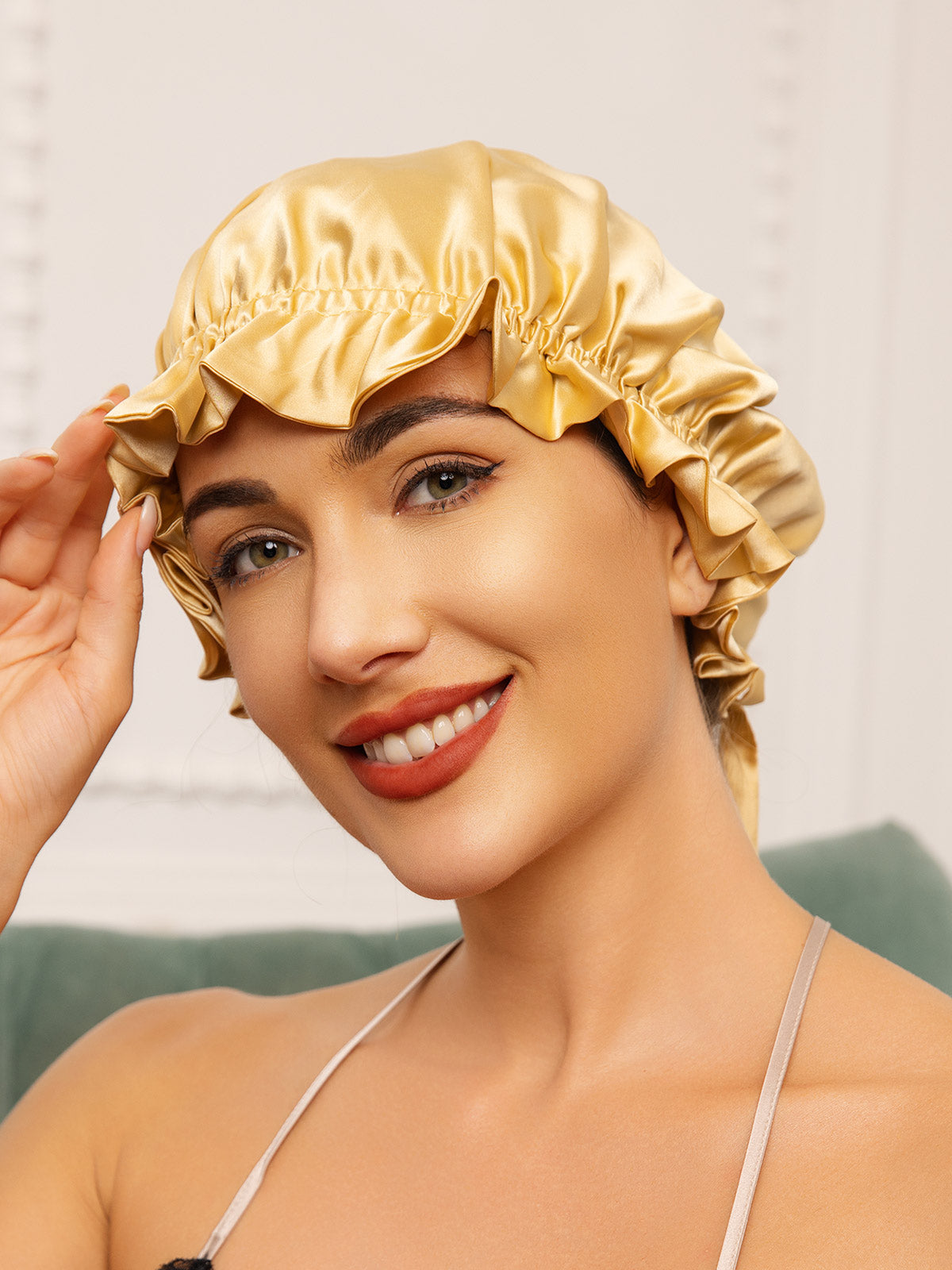 Pure Silk Double Layer Bonnet with Ribbon