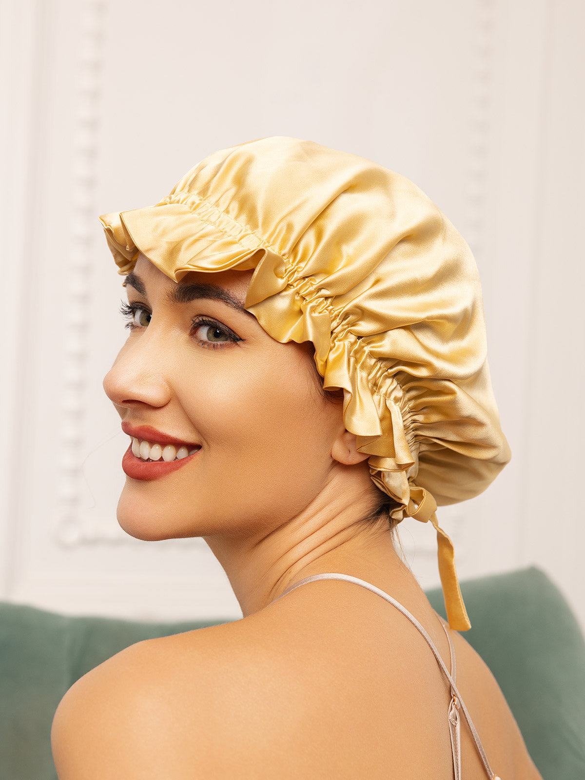 Pure Silk Double Layer Bonnet with Ribbon