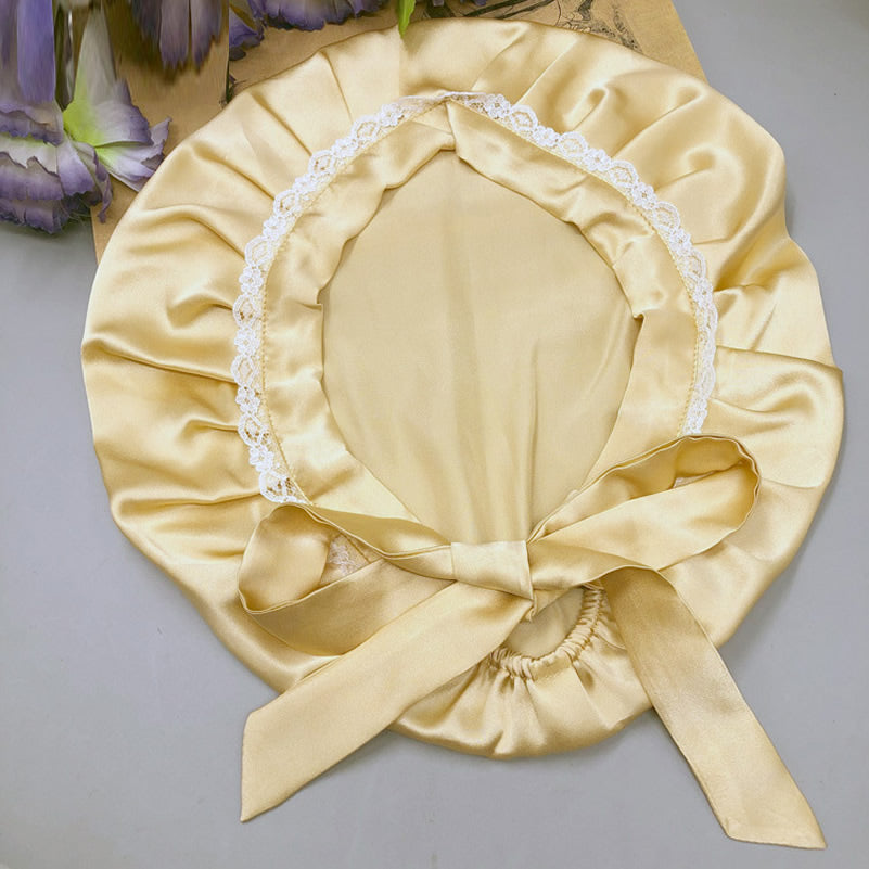 Pure Silk Lace Bonnet with Ribbons
