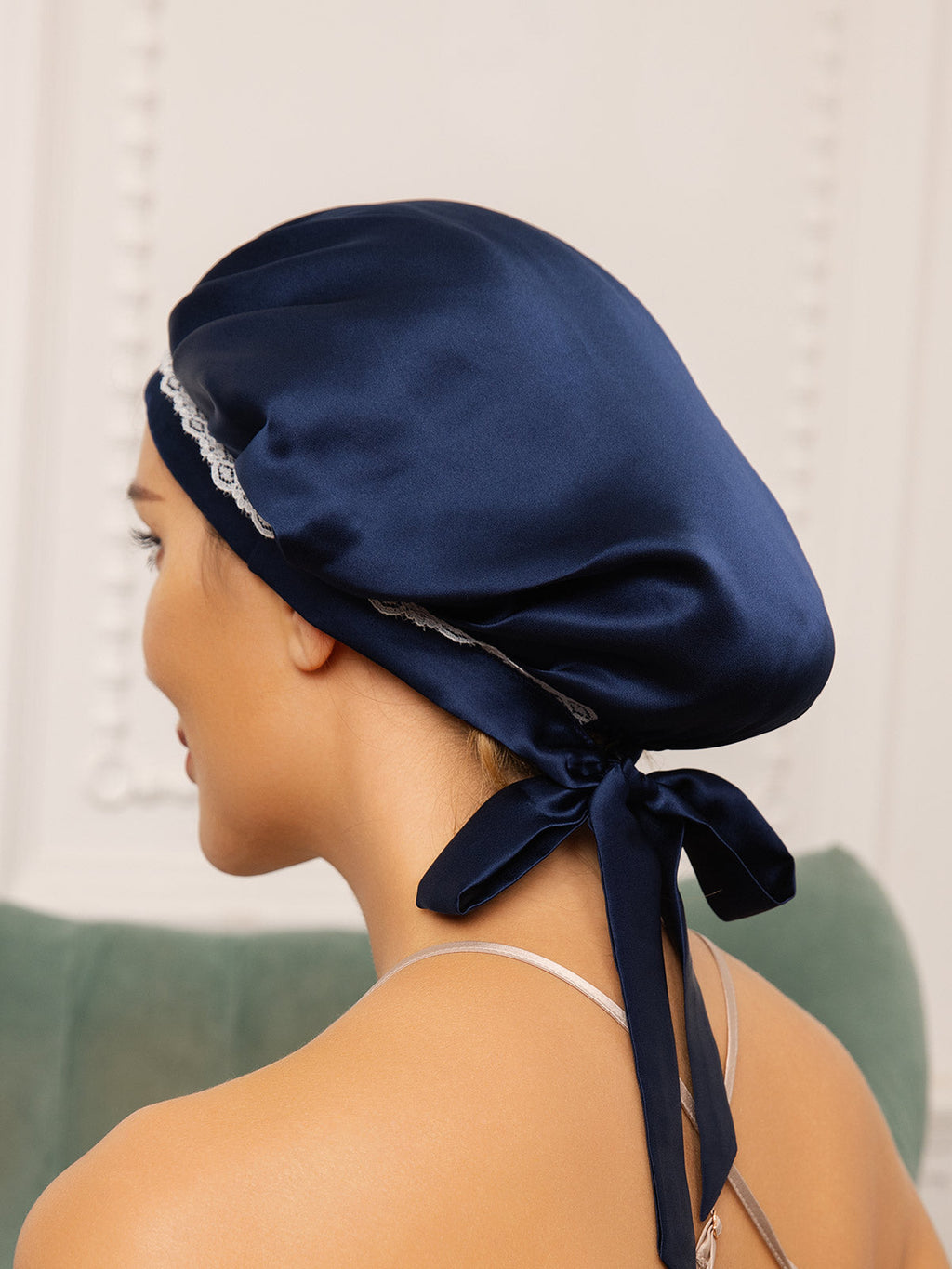 Pure Silk Lace Bonnet with Ribbons