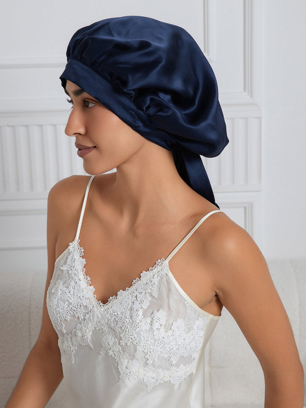 Pure silk Elegant Bonnet with Long Ribbons