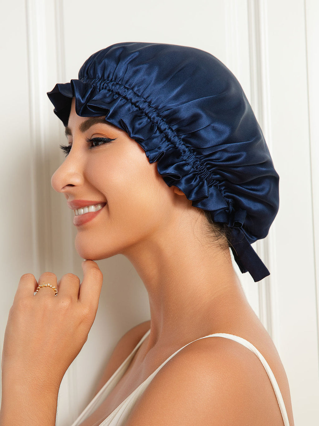 Pure Silk Double Layer Bonnet with Ribbon
