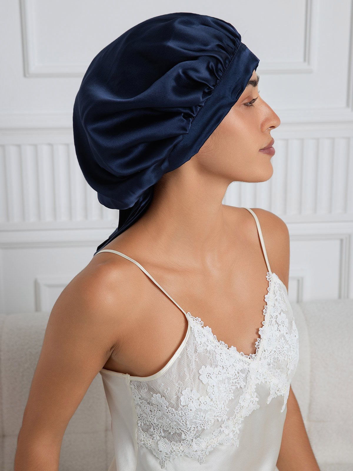 Pure silk Elegant Bonnet with Long Ribbons