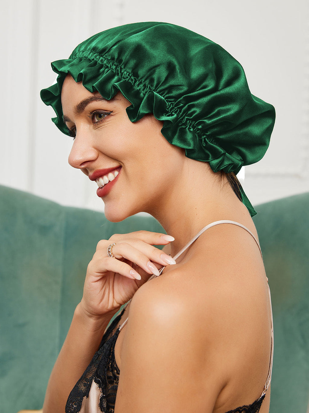 Pure Silk Double Layer Bonnet with Ribbon