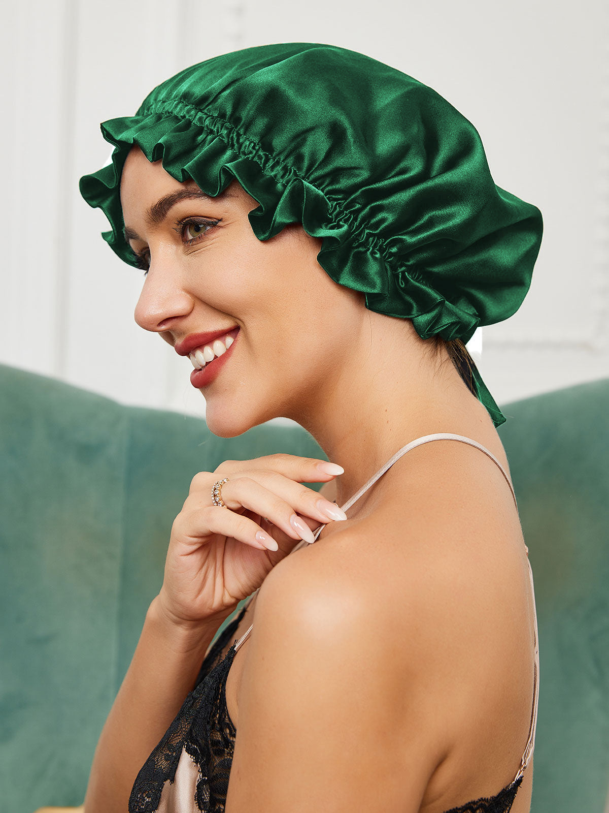 Pure Silk Double Layer Bonnet with Ribbon