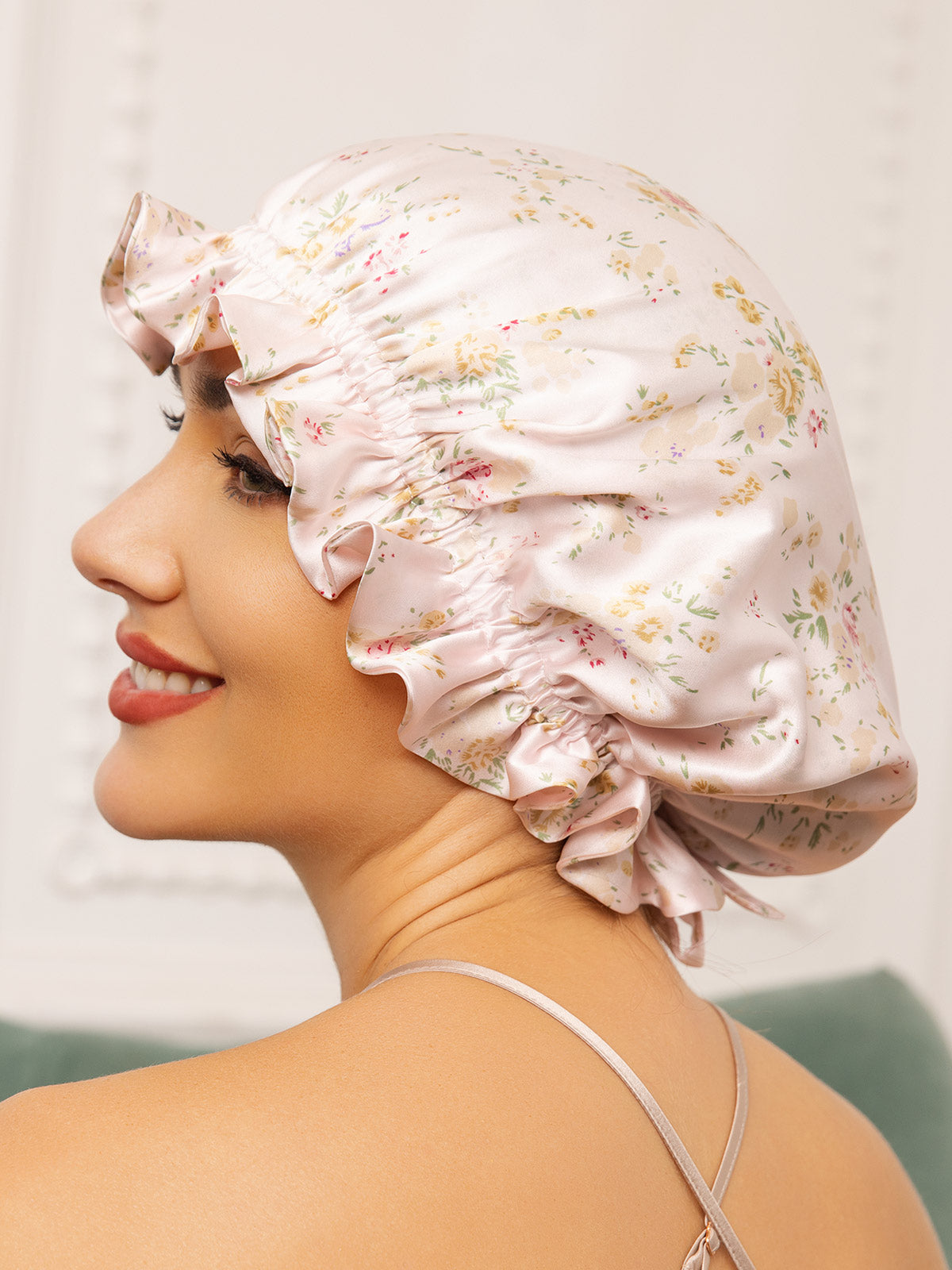 Pure Silk Double Layer Bonnet with Ribbon