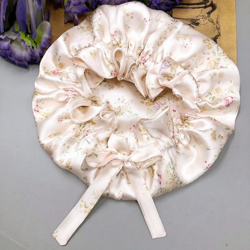 Pure Silk Double Layer Bonnet with Ribbon