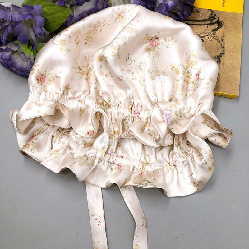 Pure Silk Double Layer Bonnet with Ribbon