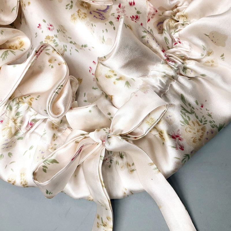 Pure Silk Double Layer Bonnet with Ribbon