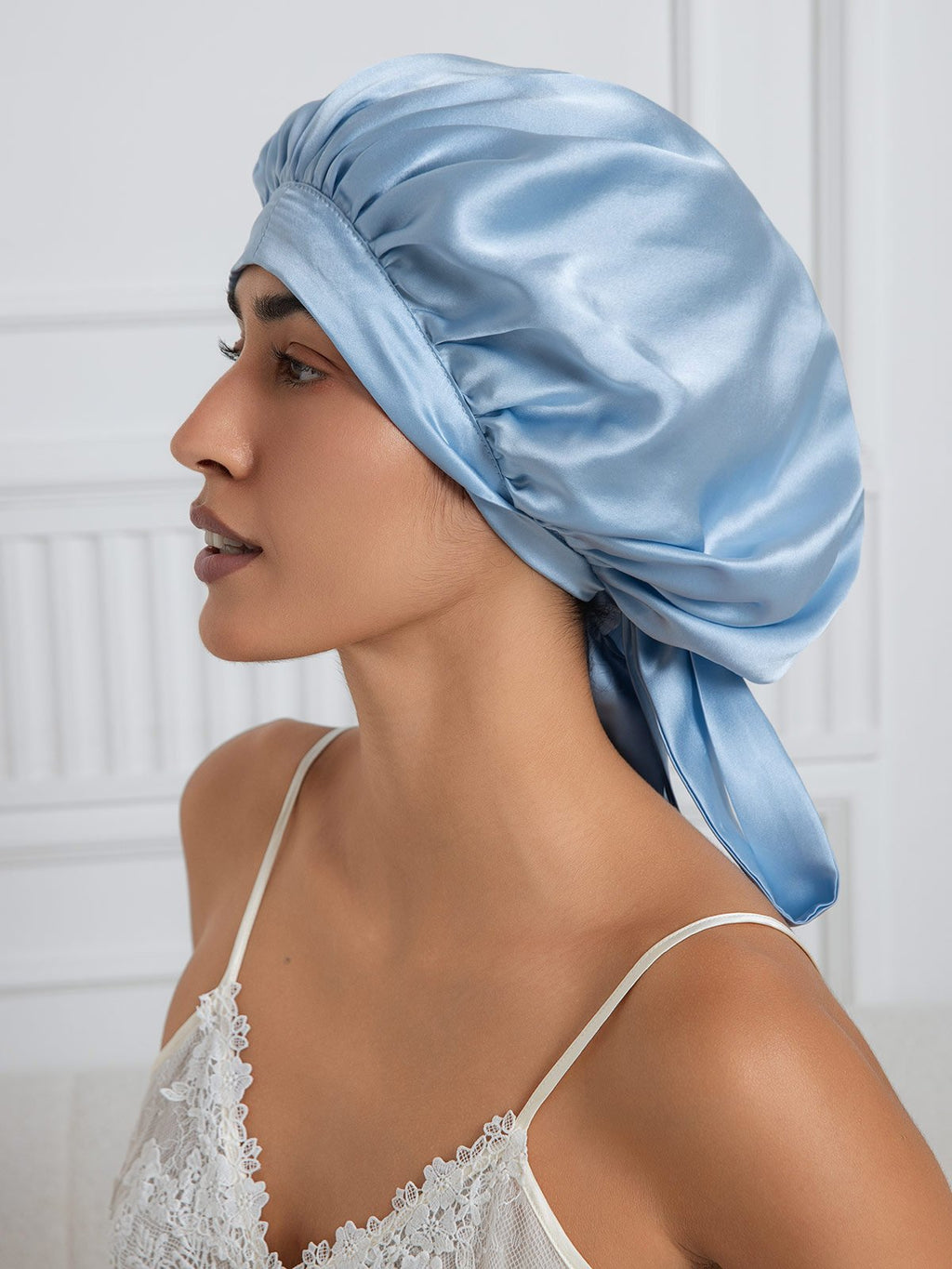 Pure silk Elegant Bonnet with Long Ribbons