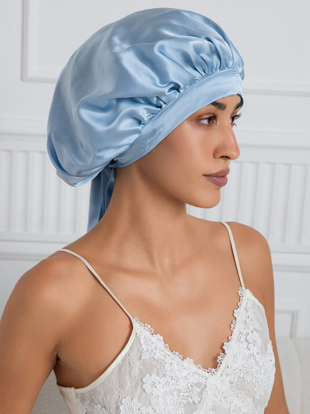 Pure silk Elegant Bonnet with Long Ribbons