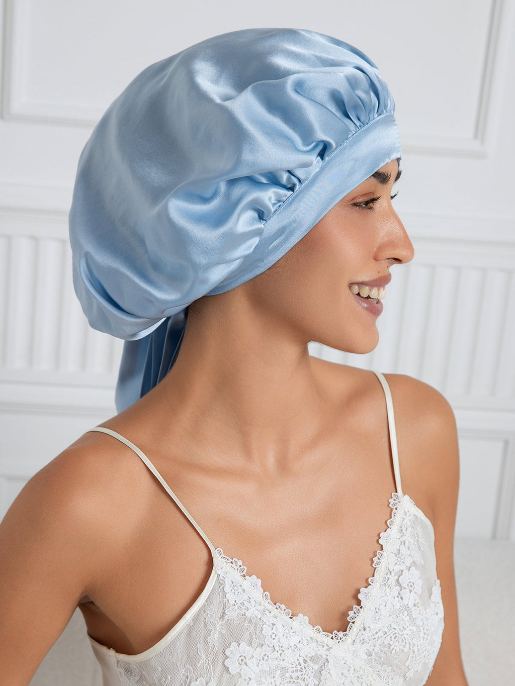 Pure silk Elegant Bonnet with Long Ribbons