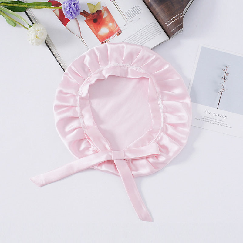 Pure Silk Lace Bonnet with Ribbons