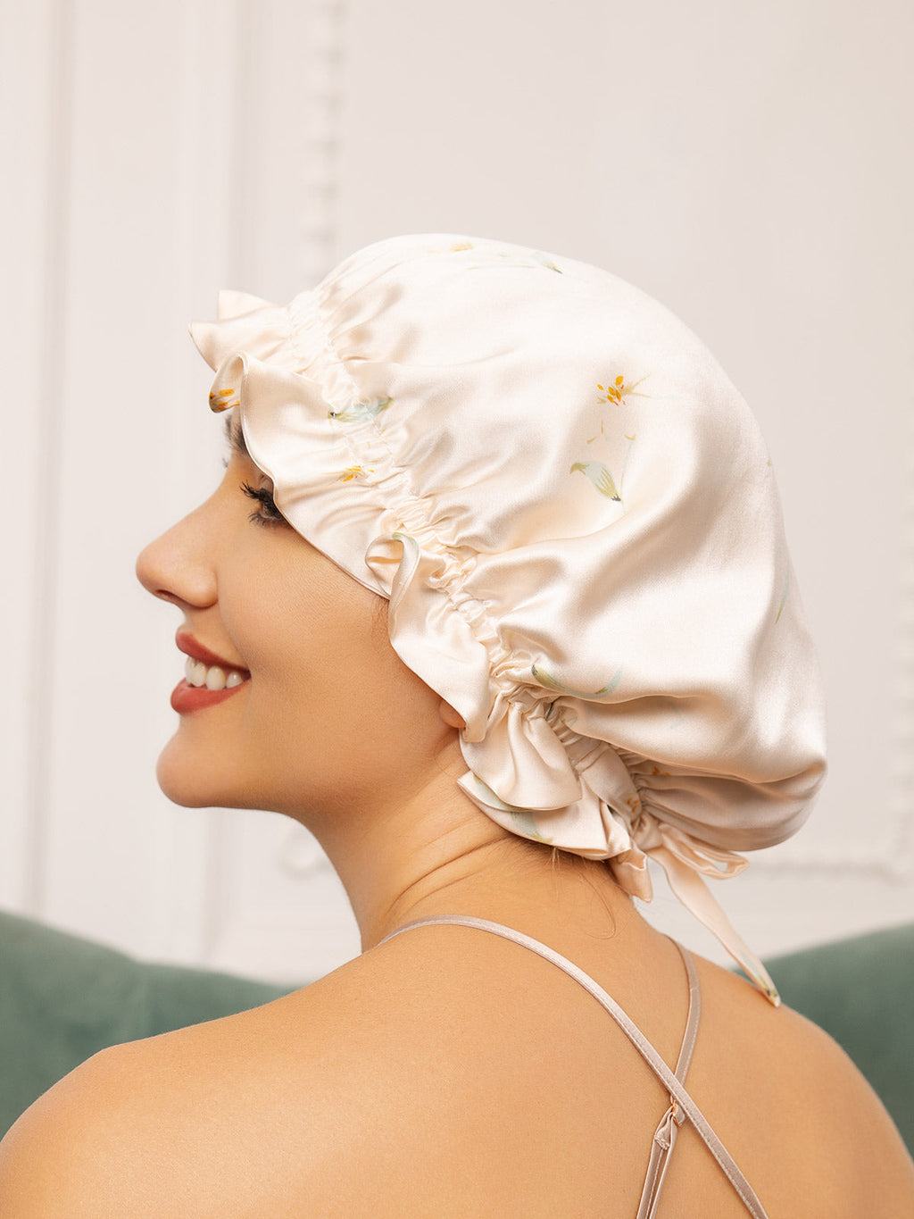 Pure Silk Double Layer Bonnet with Ribbon