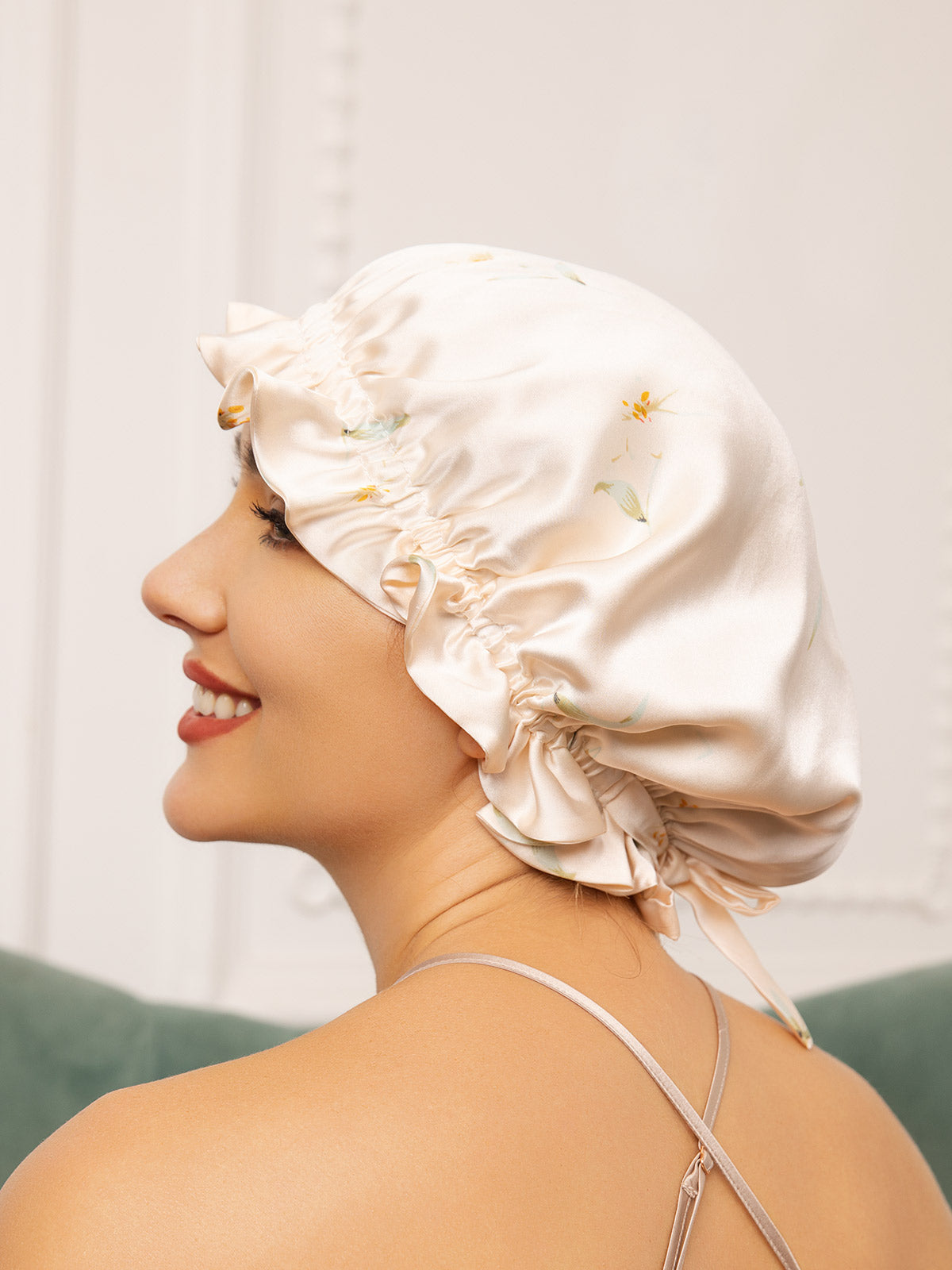 Pure Silk Double Layer Bonnet with Ribbon