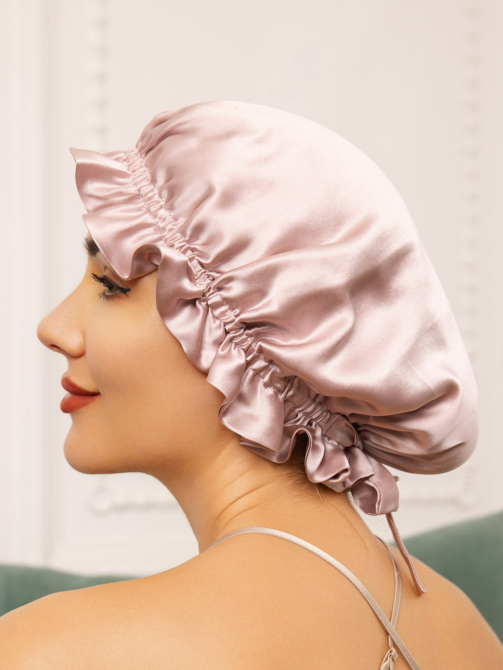 Pure Silk Double Layer Bonnet with Ribbon
