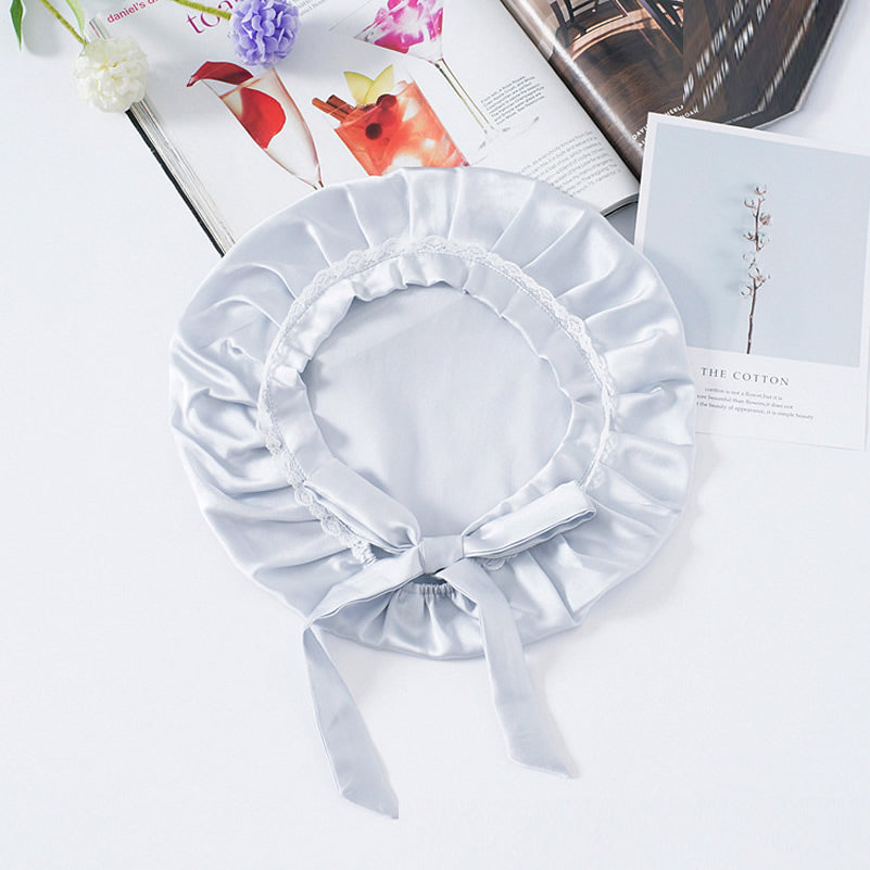 Pure Silk Lace Bonnet with Ribbons