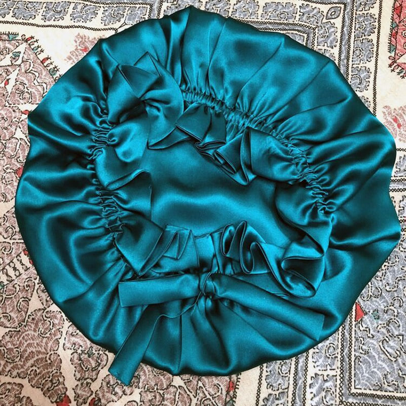 Pure Silk Double Layer Bonnet with Ribbon