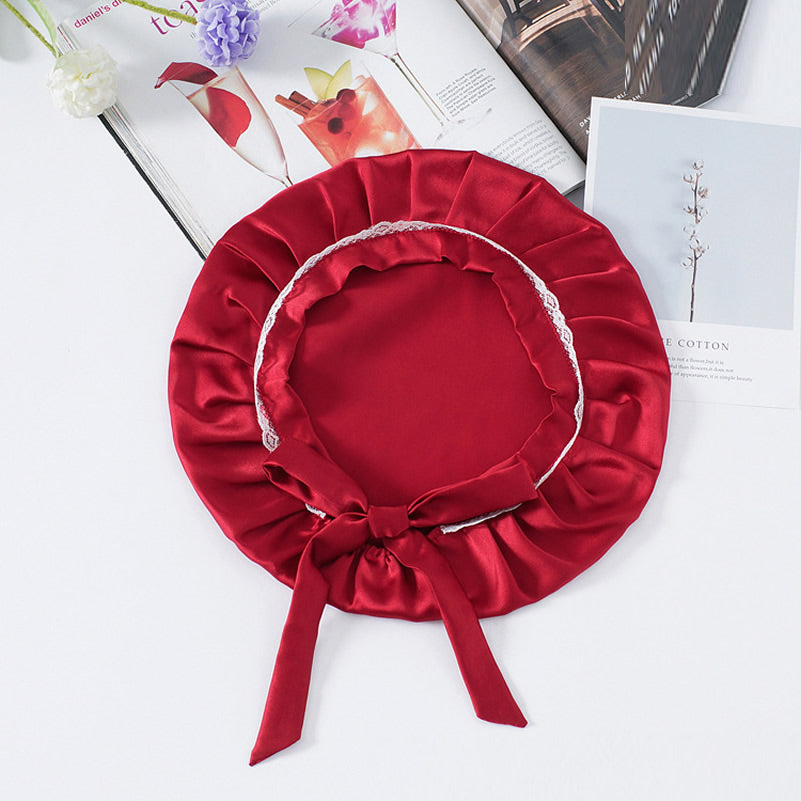 Pure Silk Lace Bonnet with Ribbons